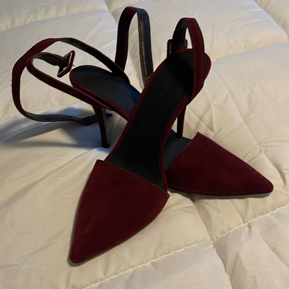 Alexander Wang wine colored  brushed velvet strappy dress shoes